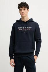 Tommy Hilfiger pamut melegítőfelső sötétkék, férfi, nyomott mintás, kapucnis, MW0MW38672 - sötétkék XL