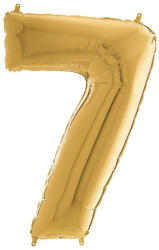  Héliumos fólia lufi, 7-es szám, 65 cm, arany - delfinbuvar