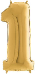Héliumos fólia lufi, 1-es szám, 65 cm, arany - delfinbuvar