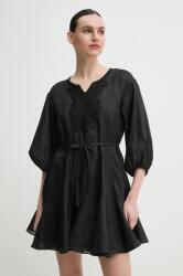 Isabelle Blanche vászon ruha fekete, mini, harang alakú, IS25SS-A086-T019 - fekete S