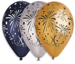 Tűzijátékos lufi 3 szín 10db/cs, 33cm - delfinbuvar