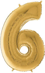  Héliumos fólia lufi, 6-os szám, 65 cm, arany
