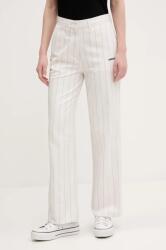 adidas Originals nadrág PINSTRIPE PANTS női, bézs, magas derekú széles, JJ3483 - bézs 40