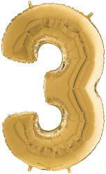  Héliumos fólia lufi, 3-as szám, 65 cm, arany - vegyesbolt