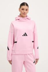 Adidas felső Z. N. E. rózsaszín, női, nyomott mintás, kapucnis, JD5992 - rózsaszín L