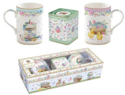 Easy Life Porcelánbögre 350ml, 2db+fémdoboz 7, 5x7, 5x9cm, ajándékszett dobozban, Spring Bloom (1497SPBL)