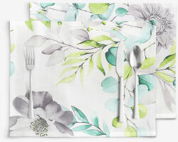 Goldea pamut reggeliző alátét deluxe - eucalyptus virágok - 2db 30 x 40 cm