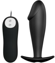 Pretty Love - Szilikon Anális Plug - Pénisz Formájú, 12 Vibrációs Móddal, FeketeFedezd fel az érzéki élményeket ezzel a prémium minőségű, pénisz formájú szilikon anális pluggal, amely 12 különböző vibrációs módda