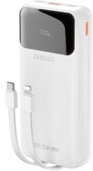 Dudao K15Pro Powerbank 20000mAh 22.5W PD USB-C és USB-A porttal, beépített Lightning és USB-C kábelekkel - fehér