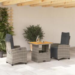 vidaXL Set mobilier de grădină cu perne, 3 piese, gri, poliratan (3277399)