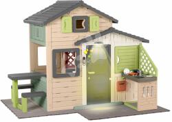 Smoby Domul Prietenilor cu zonă de ședere pe podea, sub lampă Friends House Evo Playhouse Life Smoby în culori naturale, extensibil (SM810251-G) Casuta pentru copii