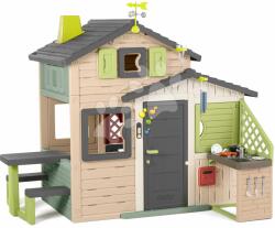 Smoby Casă Prietenilor cu set meteorologic Friends House Evo Playhouse Life Smoby și cu spațiu de bucătărie în nuanțe naturale extensibilă (SM810251-2E) Casuta pentru copii