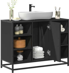 vidaXL fekete szerelt fa fürdőszobai mosdószekrény 80 x 33 x 60 cm (VD849289)