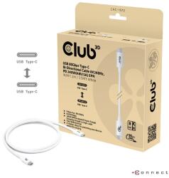 Club 3D Kábel - CAC-1572 (USB4 Type-C, 240W PD, 80Gbps, 8K240Hz, 4K540Hz, bidirectional, 1, 2m, fekete) (CAC-1572)