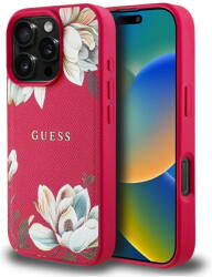 GUESS Husa Husa pentru iPhone 16 Pro - Guess Grained Flowers MagSafe (GUHMP16LPGNMPLMF) - Fuchsia (KF2346573) - pcone