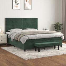 vidaXL sötétzöld bársony rugós ágy matraccal 180x200 cm (3137920)