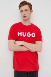 HUGO pamut póló piros, férfi, nyomott mintás, 50467556 - piros XL
