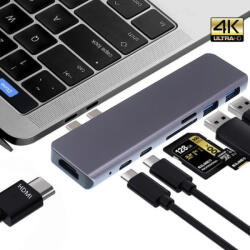 MH Protect Macbook Pro Air 7 az 1-ben Type C HUB adapter HDMI 4K SD Space Gray