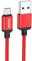 YOOUP L07 Micro Usb Kábel 2.4a 1 Méter Piros