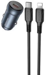 BOROFONE Bz32 Fresh (type-c) Szivargyújtó (autós) Töltővég Pd30w + C/lightning Kábel Grafit
