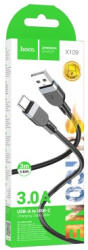 hoco. X109 Energy Silicone Usb Type-c Kábel 3a 3 Méter Fekete