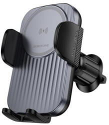 BOROFONE Bh221 Path Szellőzőrácsra Rögzíthető Wireless Autós Telefontartó Fekete