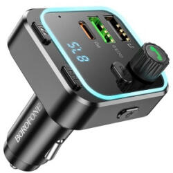 BOROFONE Bc53 Highway Qc3.0 + Pd 20w Szivargyújtós (autós) Gyorstöltővég + Fm Transmitter Fekete