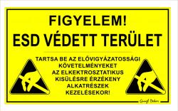  ESD VÉDETT TERÜLET figyelmeztető 30x17, 5cm tábla matrica