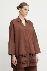 TWINSET pamut ing női, galléros, barna, relaxed, 251LB2KBB - barna S