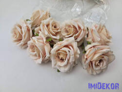  Rózsa selyemvirág fej D8cm - Halvány Barackos