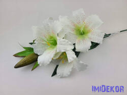  Liliom 3fej+2bimbó selyem ág 82cm - Fehér