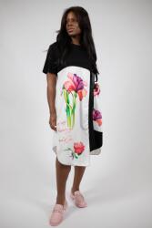 FashionLand ROCHIE MIDI ASIMETRICA CU BUZUNARE SI MANECA SCURTA FUNDA IRIS PRINT SEMITRANSPARENT TALIE UNICA Multicolora