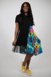 FashionLand ROCHIE MIDI ASIMETRICA CU MANECA SCURTA SI TUL SPLENDIDOZZO TALIE UNICA Multicolora