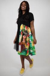 FashionLand ROCHIE MIDI ASIMETRICA CU MANECA SCURTA SI TUL ELECTRIC CATHALEE TALIE UNICA Multicolora
