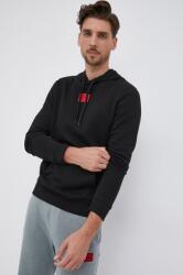 HUGO BOSS pamut melegítőfelső fekete, férfi, nyomott mintás, kapucnis - fekete XS