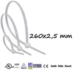 Kábel-Trend Gyorskötöző, Kábelkötegelő (250x2.5 mm , Natúr )