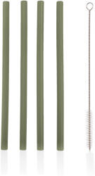 Zopa szilikon szívószál - 4 db, Forest Green