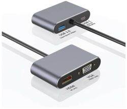  Mobilly 4в1 USB-C към HDMI, VGA, USB3.0 адаптер с Power Delivery 87W (XXX)