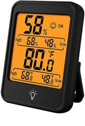  Mobilly Termometru LCD cu higrometru, cu afișaj iluminat, negru (MC41 black)