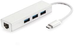  Adaptor Mobilly USB-C la RJ45 (Ethernet) și 3x USB 2.0
