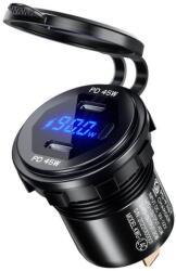 Vízálló beépített töltő/aljzat feszültségfigyelővel, 2x USB-C, PD gyorstöltés, 90W (XXX)