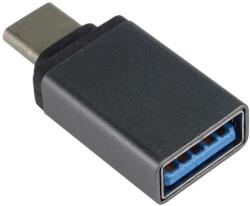 REMAX PremiumCord Adapter USB-C/csatlakozó - USB3.0 A/női, metálszürke, OTG (kur31-03)