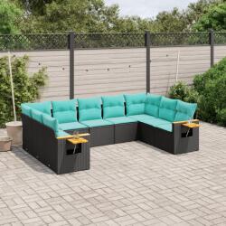 vidaXL 9 részes fekete polyrattan kerti ülőgarnitúra párnával (3227114)