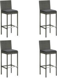 vidaXL 4 db szürke polyrattan kerti bárszék párnával (316671)