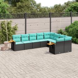 vidaXL 9 részes fekete polyrattan kerti ülőgarnitúra párnával (3227142)