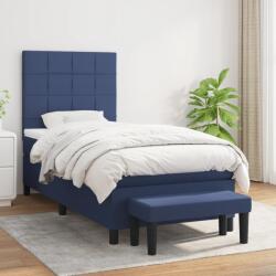 vidaXL kék szövet rugós ágy matraccal 90 x 190 cm (3136563) - vidaxl