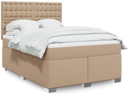 vidaXL cappuccino színű műbőr rugós ágy matraccal 140 x 190 cm (3293023)