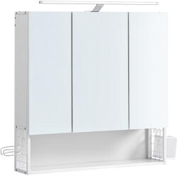 VASAGLE Fali tükrös 3 ajtós fürdőszoba szekrény, fehér 15x70x70cm (BBK124W14) - deco24