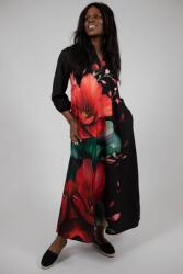 FashionLand ROCHIE MAXI CU BUZUNARE SI MANECA LUNGA HIBISCUS TALIE UNICA Multicolora