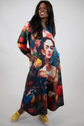 FashionLand ROCHIE MAXI CU BUZUNARE SI MANECA LUNGA BIRD FRIDA TALIE UNICA Multicolora